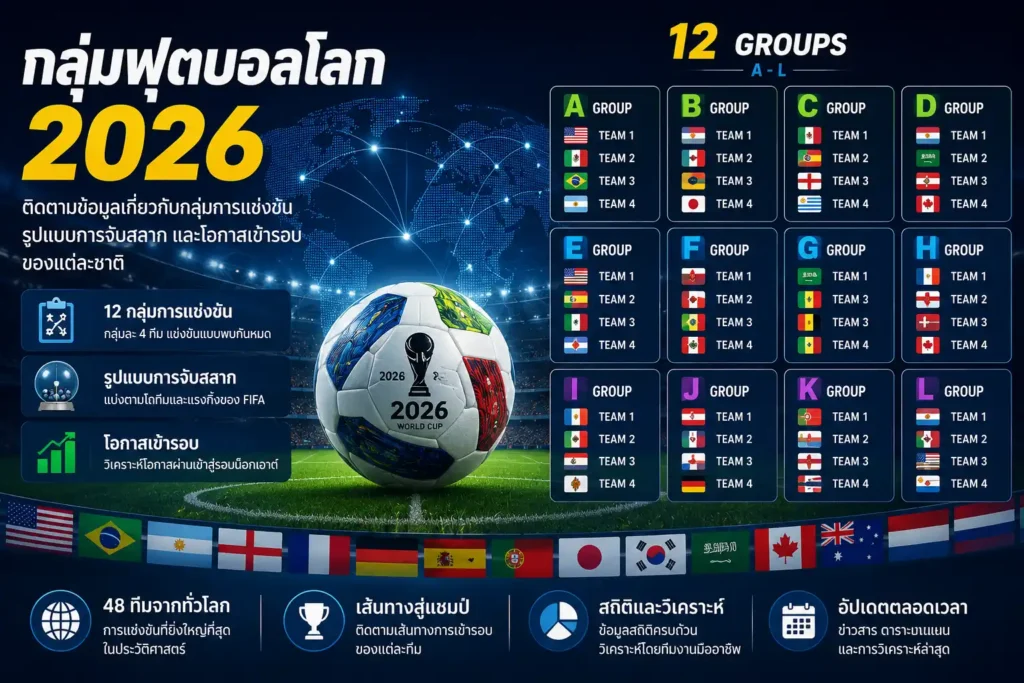 กลุ่มฟุตบอลโลก 2026 พร้อมข้อมูลการจับสลากแบ่งกลุ่มและโอกาสเข้ารอบของแต่ละชาติ