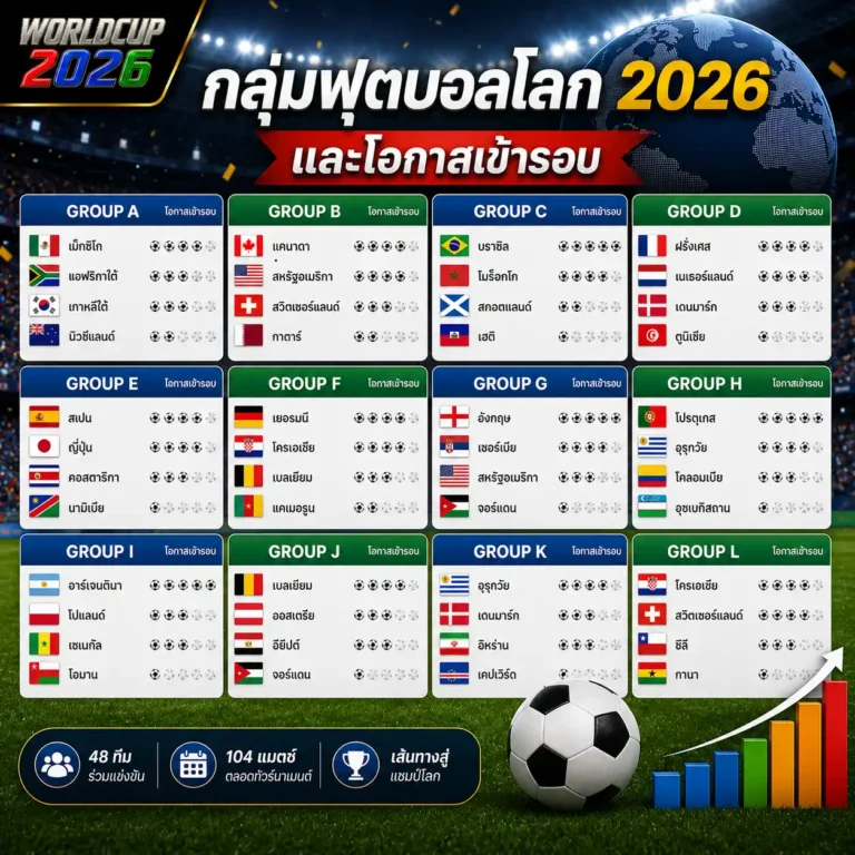 กลุ่มฟุตบอลโลก 2026 พร้อมการวิเคราะห์โอกาสเข้ารอบของแต่ละทีมในรอบแบ่งกลุ่ม