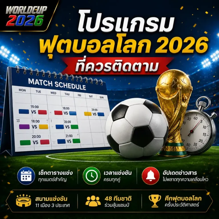 โปรแกรมฟุตบอลโลก 2026 พร้อมตารางการแข่งขันตั้งแต่รอบแบ่งกลุ่มจนถึงรอบชิงชนะเลิศ